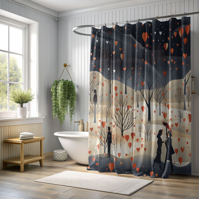 Hugges Art - Rideau de douche Premium, H 74 po x l 71 po