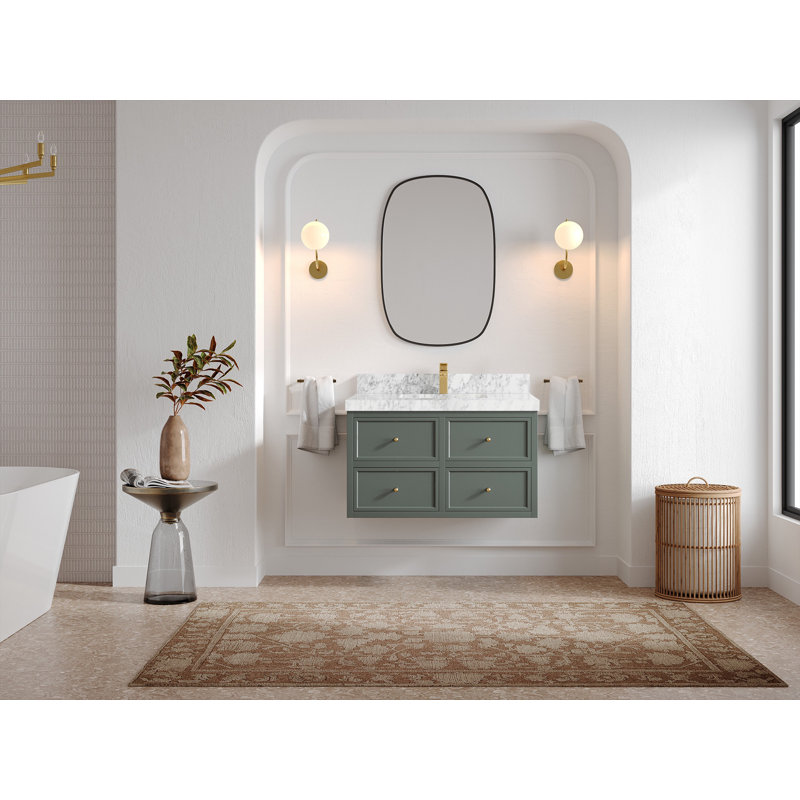 Ensemble de meuble-lavabo simple flottant 36 po avec plateau en marbre Roswell