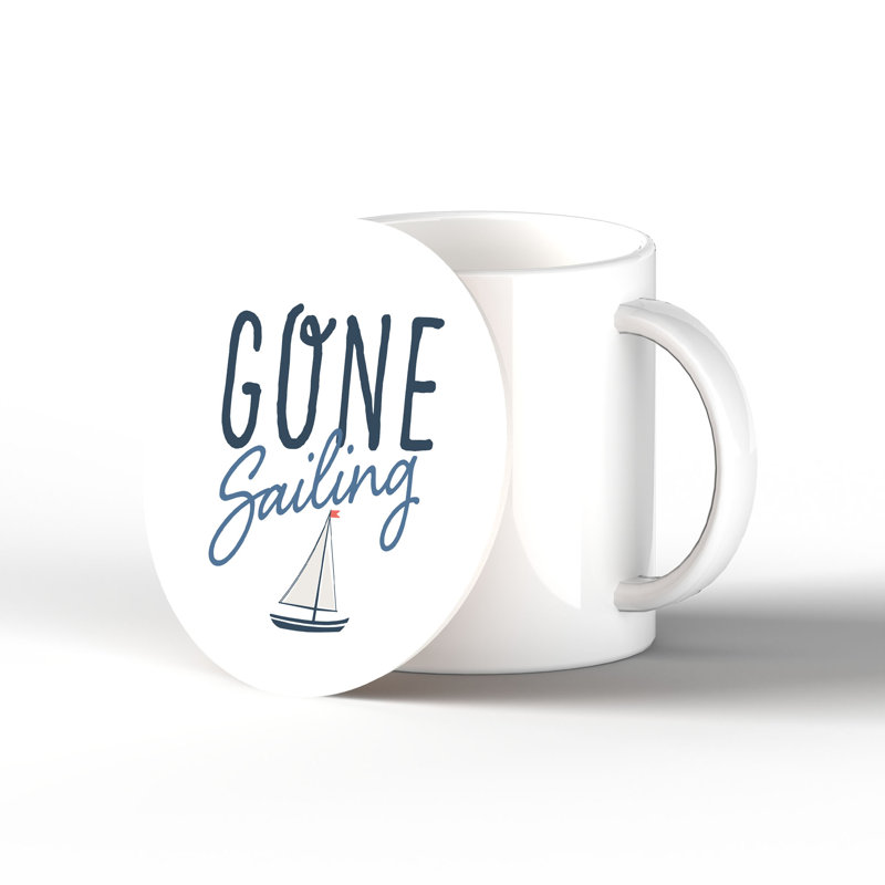 Beach Gone Sailing Ceramic Coaster