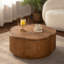 Table basse en rotin en forme de fleur avec rangement amovible, style boho-chic, parfaite pour les salons confortables et les espaces compacts, aucun assemblage nécessaire