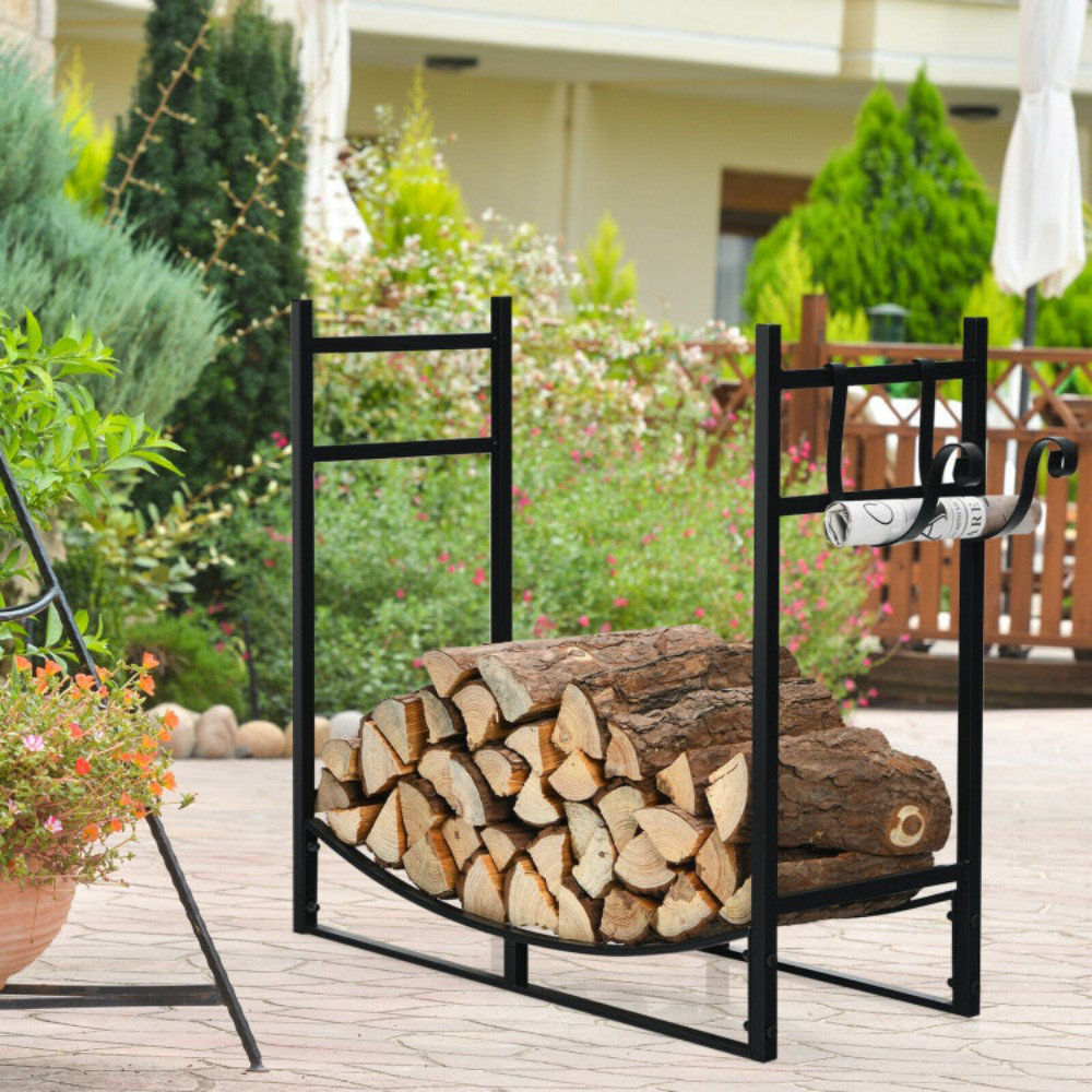 Latitude Run® 33 Inch Firewood Rack With Removable Kindling Holder ...