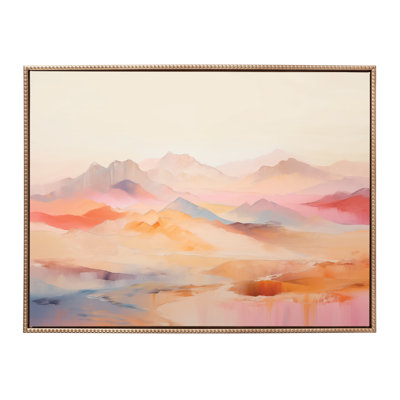 Soft Pastel Mountain Abstract by The Creative Bunch Studio Framed Canvas Wall Art Print