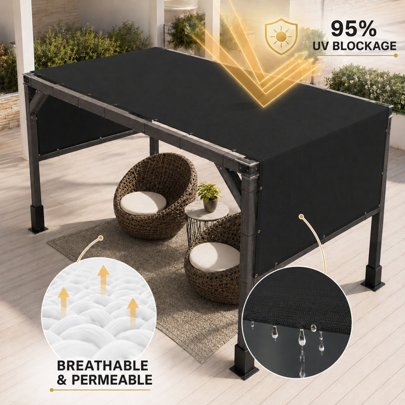 Auvent de remplacement pour abat-jour haute densité Colourtree Pergola, H 120 po x l 192 po x P 0,25 po, Noir