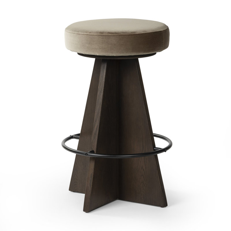 Tabouret pivotant Vega, Tabouret de comptoir (siège d'une hauteur de 27,7, Siège brun / cadre gris, Gris