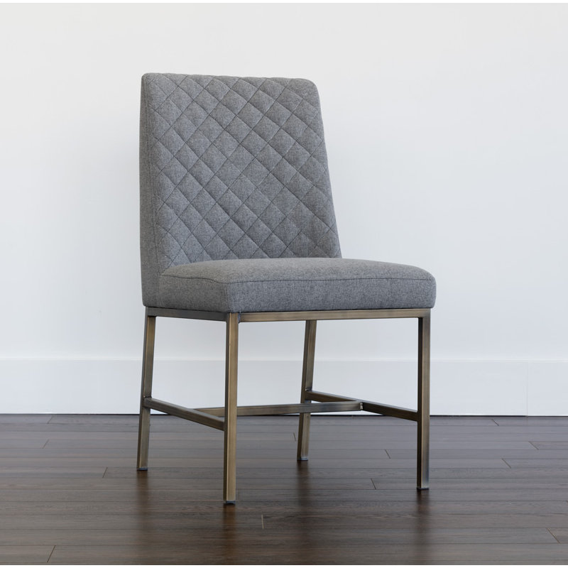 5West Upholstered Dining Chair, Dark Gray Performance Basketweave