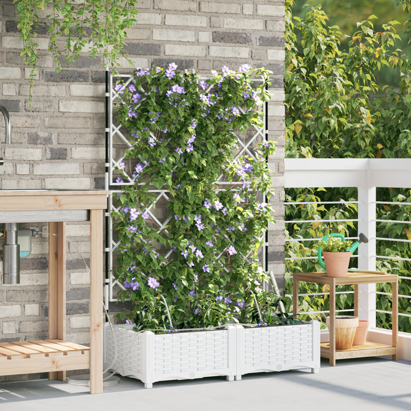Garden Planter Plastic Resin Planters, 126cm H x80cm W x 40cm D, White