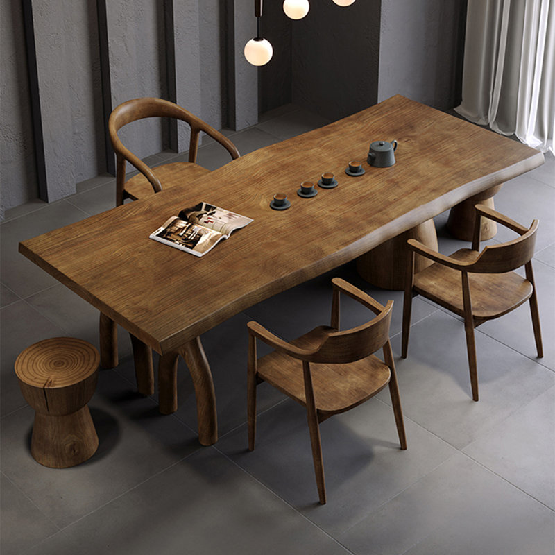 Table de salle à manger en bois massif noisette, H 29,53 po x L 70,87 po x l 31,5 po