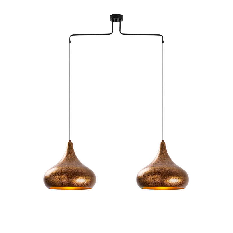 Modern Patina Chandelier, Adjustable Height, 37.4 x 10.2 x 55.5 inches | Durable Metal Body, 2 x E27 Max 40W Sockets | Elegant Solid Color Design, Perfect for Glam & Scandinavian Home Decor