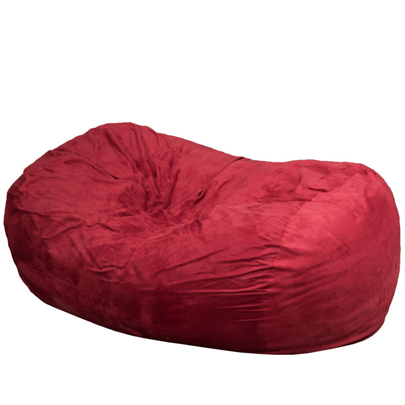 Fauteuil à billes cylindrique en suède de 6,5 pieds de couleur rouge - Design moderne pour le confort. Housse amovible avec fermeture à glissière, mousse longue durée remplie de mousse. 69 po x 45 po 33 po, sac de 68 lb, relaxation. Mousse sécuritaire. 69 po 45 po