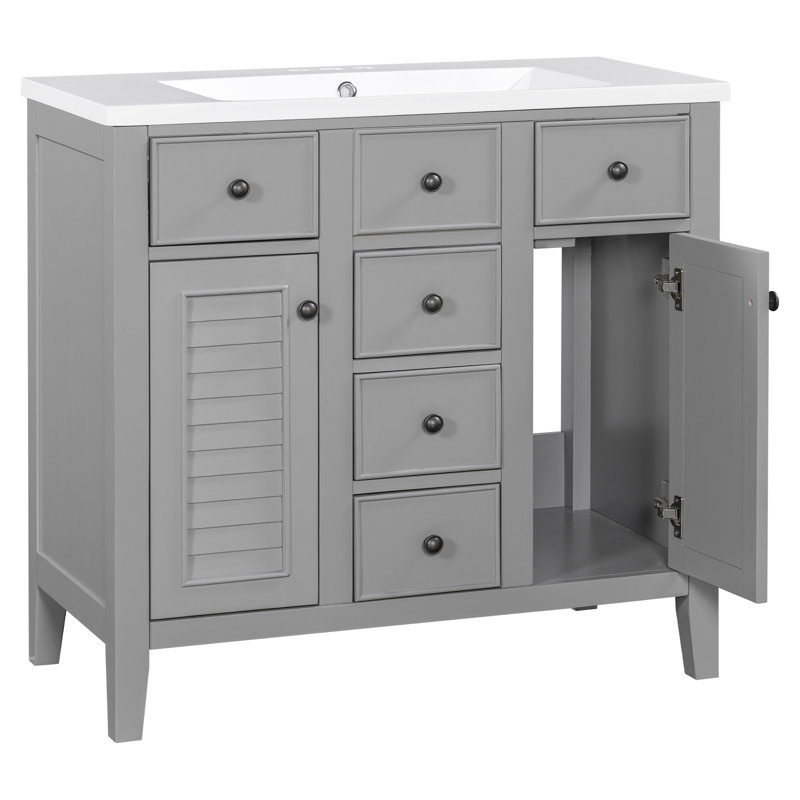 Meuble-lavabo élégant avec rangement spacieux et fabrication durable, Gris