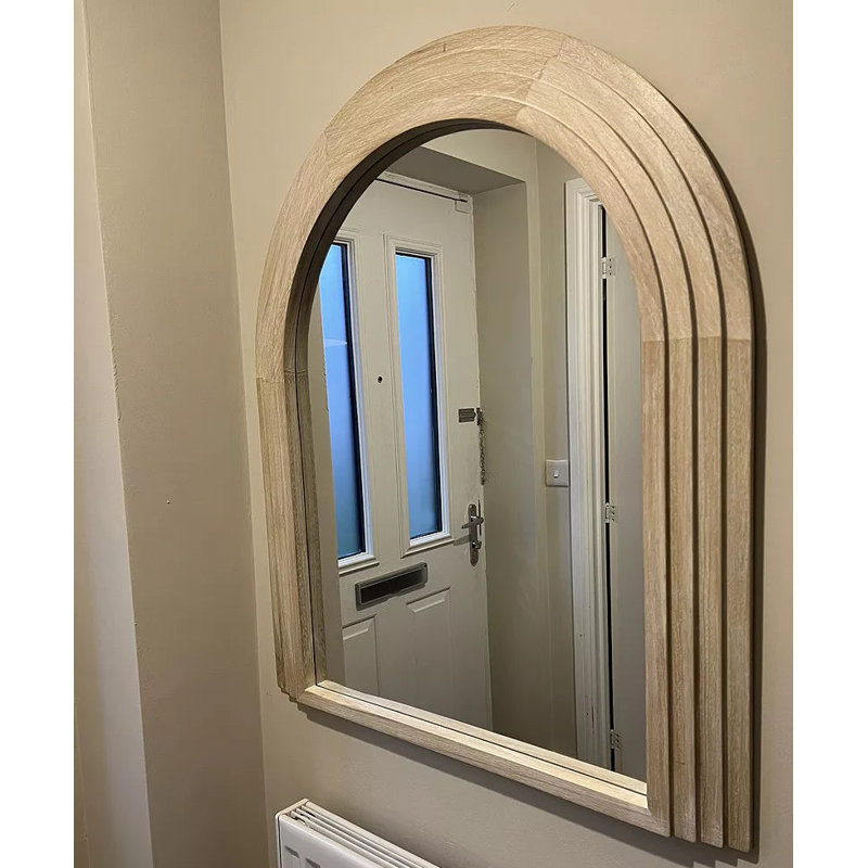 70cm Wooden Mirror, Whitewash, Arch