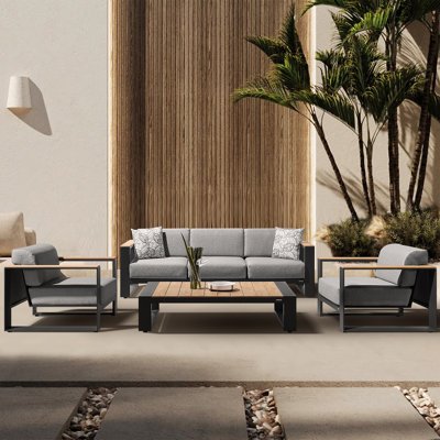 Cambusa Teak 5 - Person Patio Conversation Set with Cushions