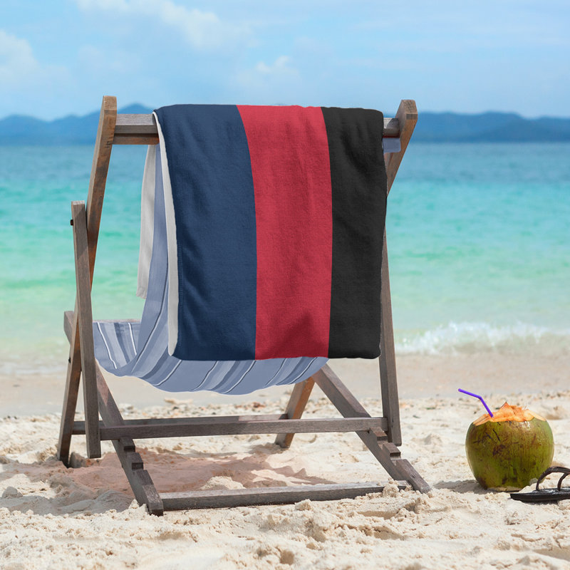 Lightweight Beach Towel, Blue/Red/Black, Microfiber
