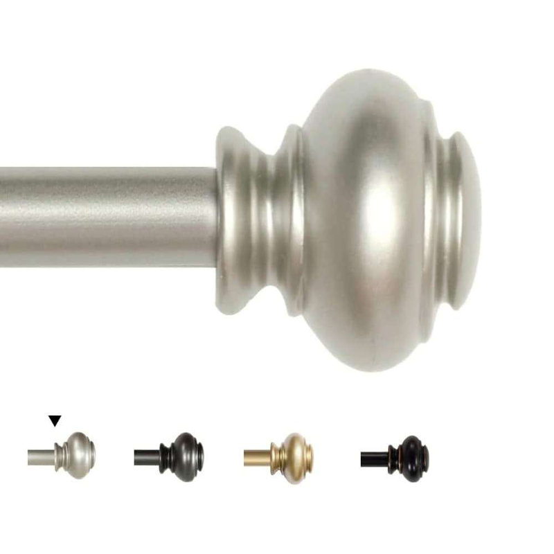 Ensemble de tringle à rideaux simple réglable en fer 3/4 po de diamètre, 28" – 48", Nickel