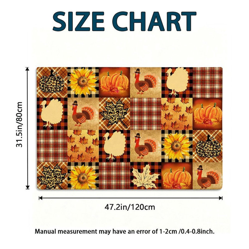 Tapis antidérapant à motif floral rétro, automne, 120 x 80 cm
