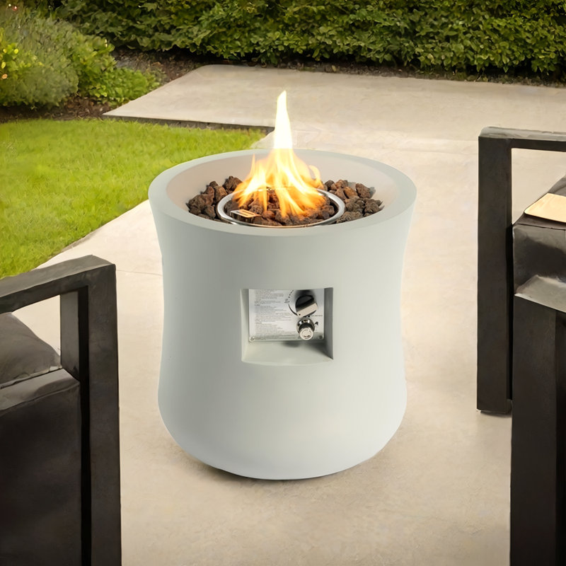 Table d'extérieur pour foyer d'extérieur au propane, base moderne compacte profilée de 20 pouces, base en graphite avec couvercle imperméable, pierres de lave gratuites