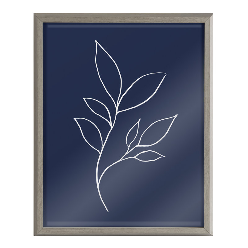 Art mural en verre encadré moderne bleu botanique 3 par The Creative Bunch Studio, Cadre gris