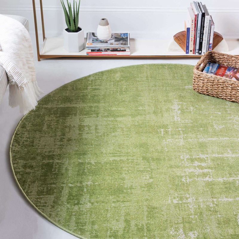 Tapis décoratif, Rond 5 pi 3 po, Vert