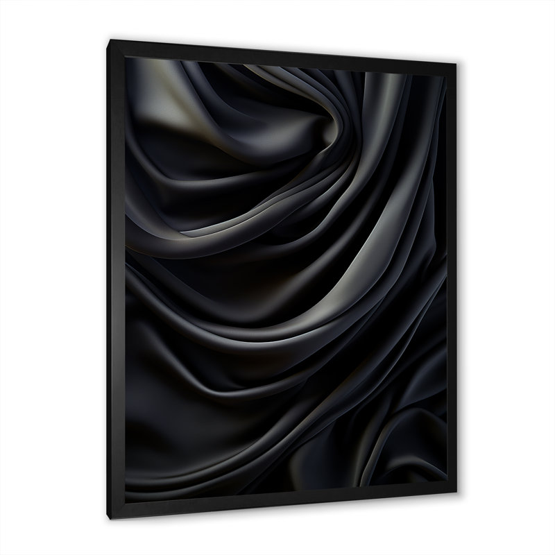 Silk Fractal Noir Curves IV - impression d'art mural fractal, Cadre photo noir, H 32 po x l 16 po x P 1 po