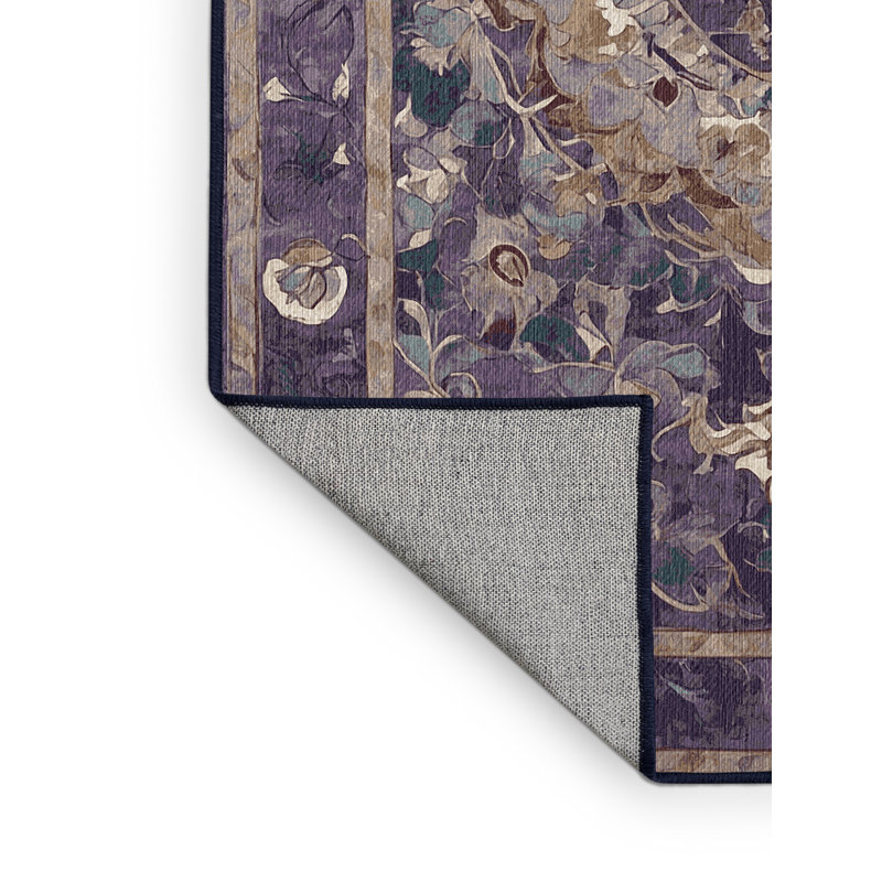 Machine Washable Purple Area Rug, Rectangle 5' x 8'