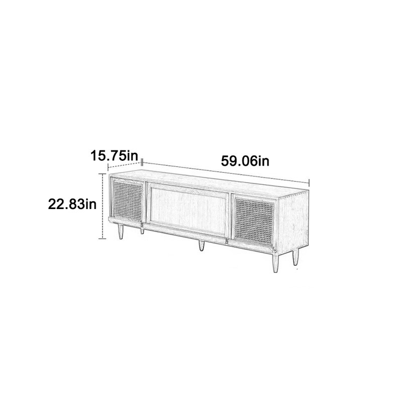 Meuble télé en cerisier à structure carrée, 59.06"