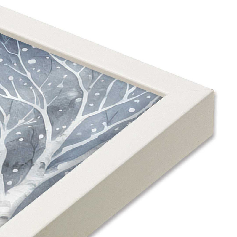 «Christmas Cabin with Sleigh» par Nicole DeCamp, reproduction d'art, L 12 po x H 12 po, Blanc, Impression encadrée