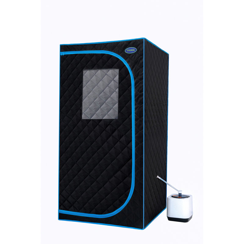 Black Portable Size Steam Tent - Personal Home Spa Luxury. Equipped With Generator, Remote Control, Foldable Chair. Easy Setup, Heating. & Ul . Thermal Insulator, Waterproof Fabric. 360 Nozzles. 9