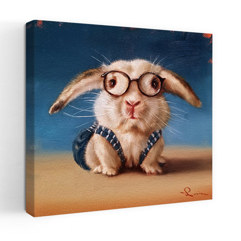 Rentrée scolaire, art contemporain de lapin, H 18 po x l 18 po