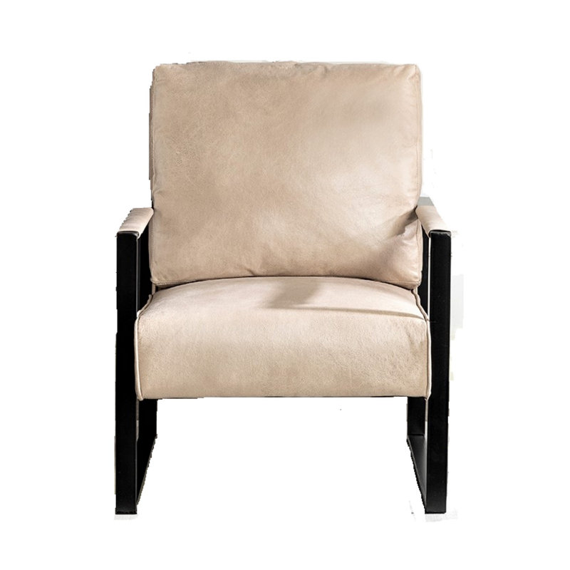 Mid-Century Modern Accent Chair, Durable Square Metal Frame, Plush Upholstery, Light Camel Microfiber/Microsuede