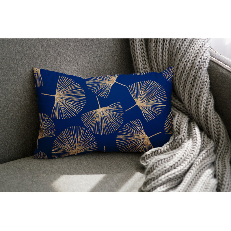 Coussin lombaire intérieur / extérieur Joba Dandilion, Bleu marine / or