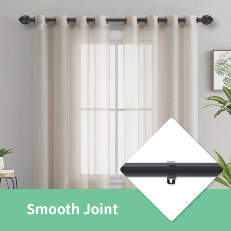 Paquet de 2 tringles à rideaux réglables Hadel, Noir, 48" - 86"