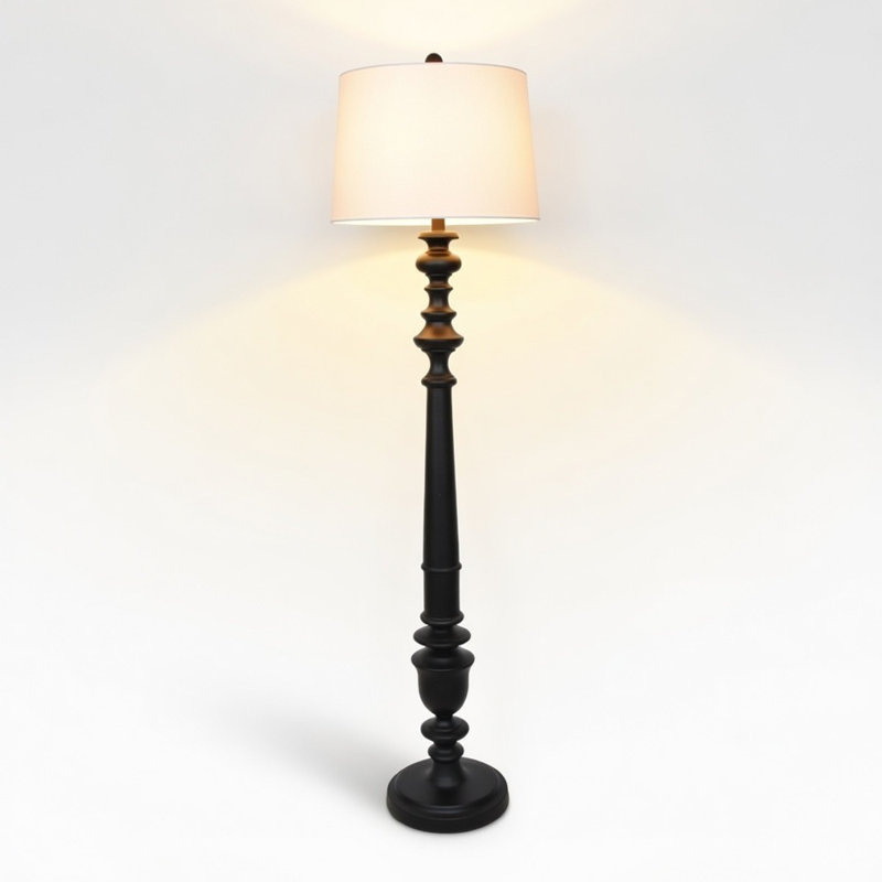 Lampe sur pied traditionnelle Dairyn, Noir, Blanc