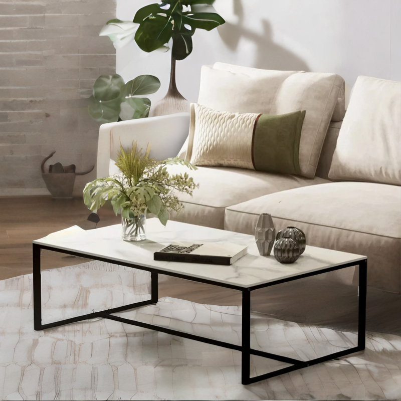 Rochella Rectangular Faux Marble Coffee Table Living Room Furniture