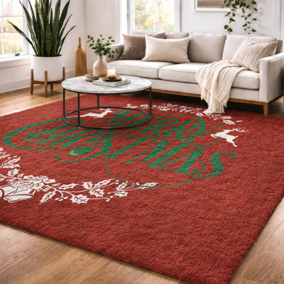 Tapis à couronne de Noël Premium à poils longs lavable à la machine ADS217