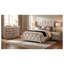 Ensemble de chambre à coucher 3 pièces Provence ivoire et camel (lit queen) avec revêtement en velours capitonné, tête de lit à éclairage DEL, commode et table de chevet