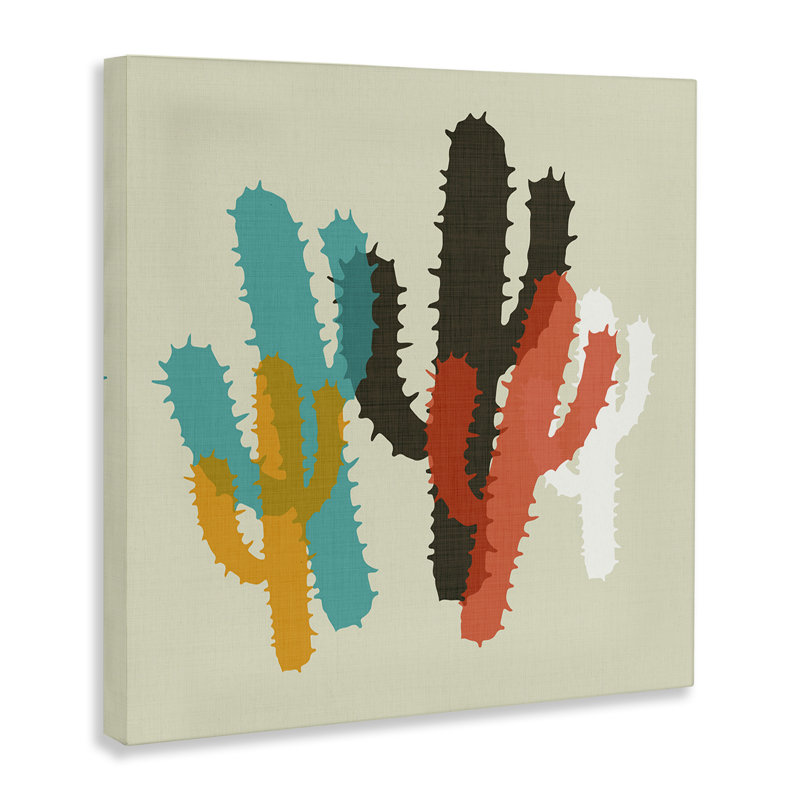 «Layered Bold Cacti», art mural sur toile par SD graphiques Studio, H 24 po x l 24 po