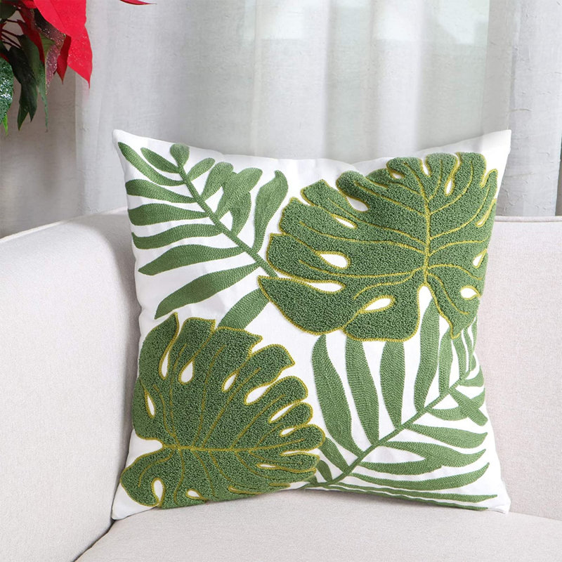Embroidered Cotton Outdoor Pillow Cover