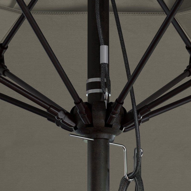 Parasol de patio commercial en bronze taupe 11 pieds avec nervures en fibre de verre 11 pi, Gris