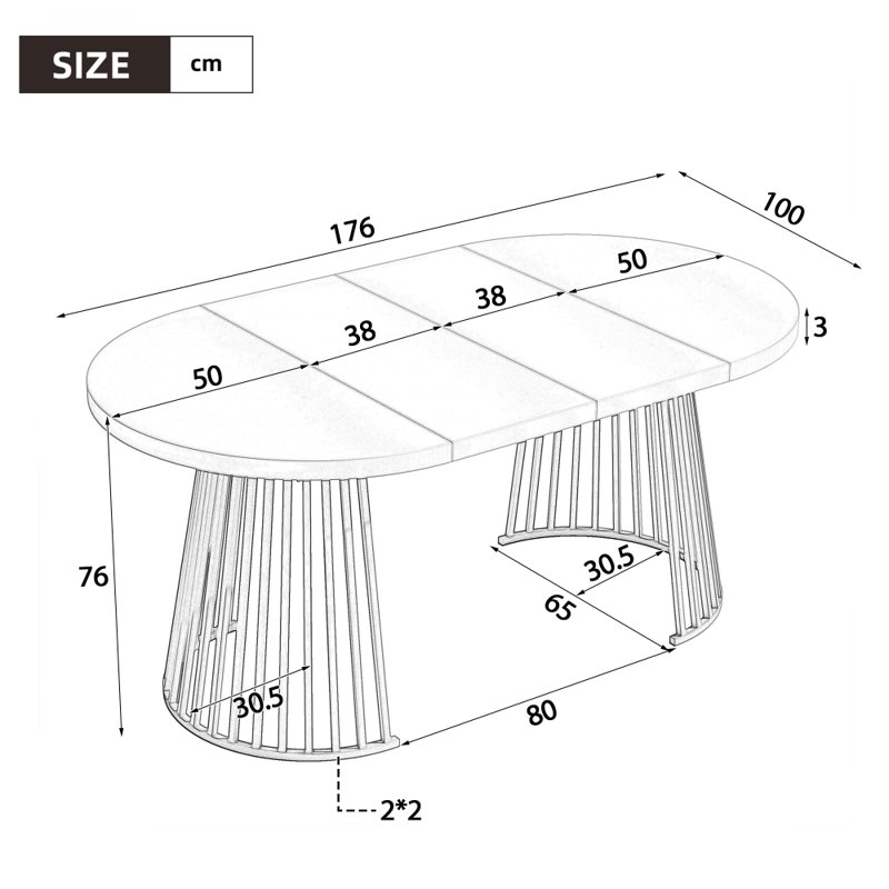 Dining Table with Iron Base, Cashmere