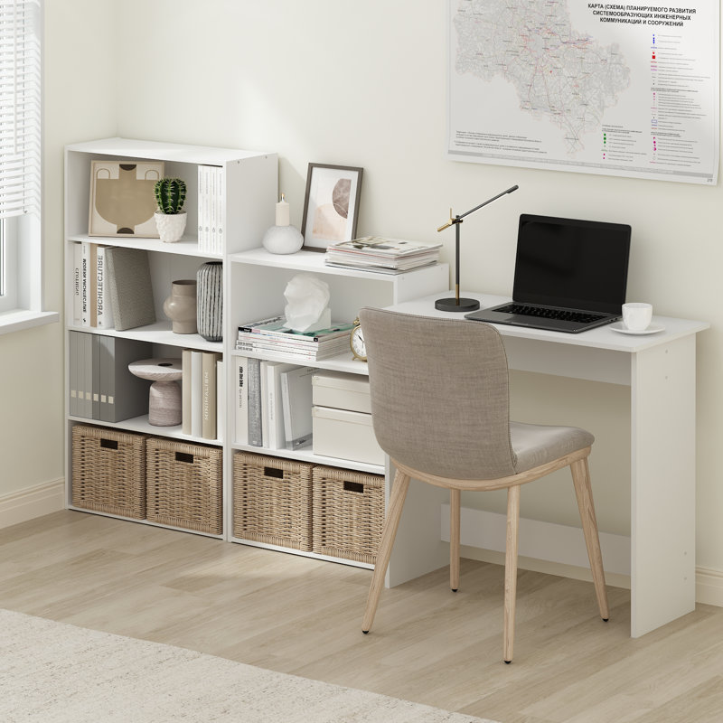 Bessan Bookcase, (3 Shelves) 32" H x 23" W x 10" D, Particle Board White