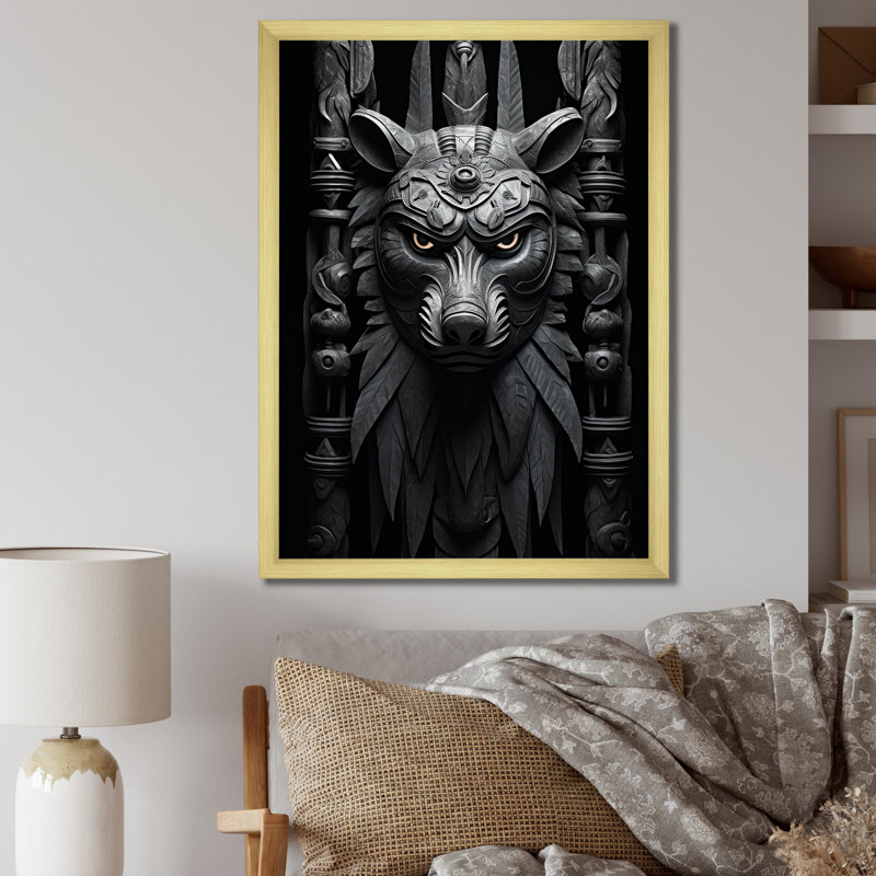 Masque Leylah Native Art Spirit, H 20 po x l 12 po x P 1 po, Encadrement doré