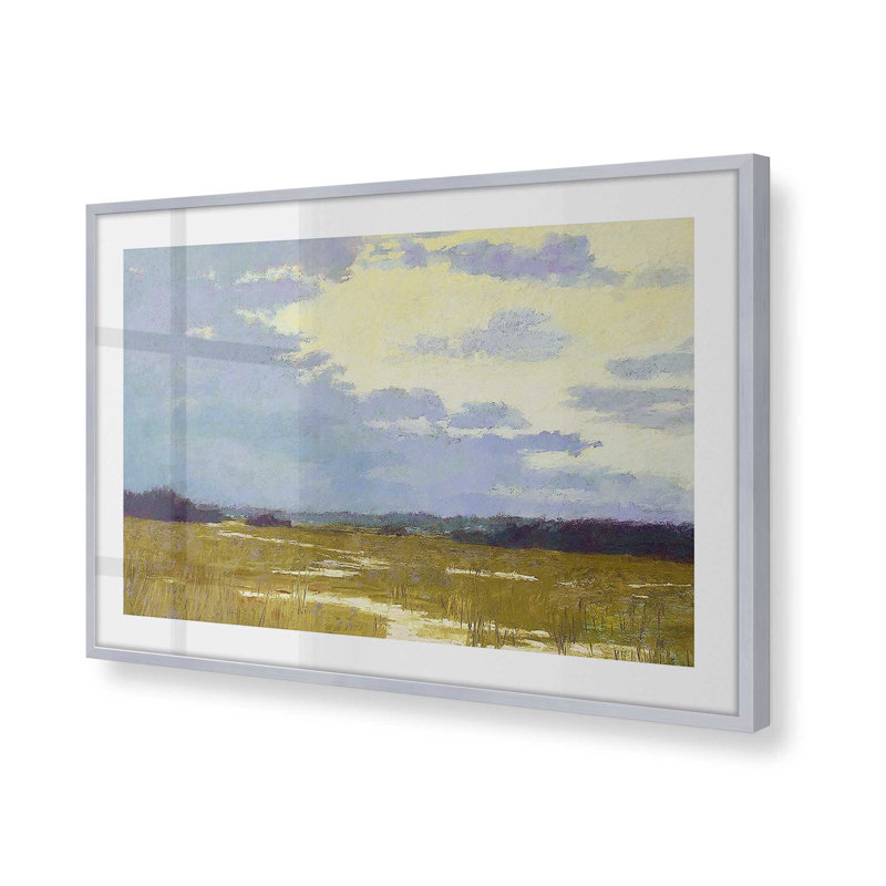 «Lemonade Skies» encadré sur papier par Carol Strock Wasson, Chrome poli, H 25,25 po x l 37,25 po x P 1,25 po