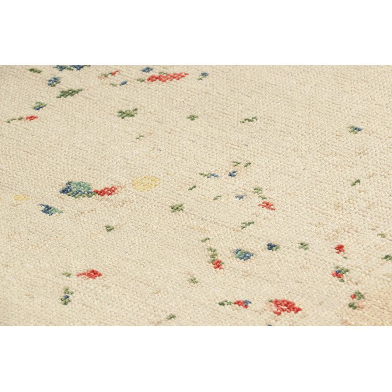 Rug & Kilim’S Modern Distressed Art Rug In White With Colorful Abstract Patterns, Rectangle 3' x 4'11"