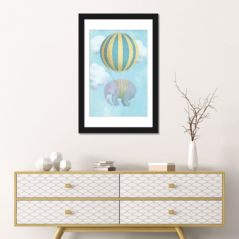 «Up and Away», impression sur toile, H 24 po x l 16 po x P 1 po, Papier d'art encadré noir, Blanc