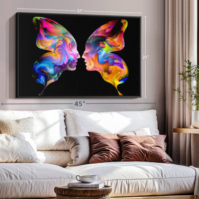 Animal "Reproduction sur toile de visages de papillons abstraits"