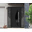 Front Exterior Prehung Steel Door / Deux 6501 Anthracite / 2 Side Exterior Windows / Stainless Inserts Single Modern Painted-W14+36+14" x H80"-Right-hand Inswing