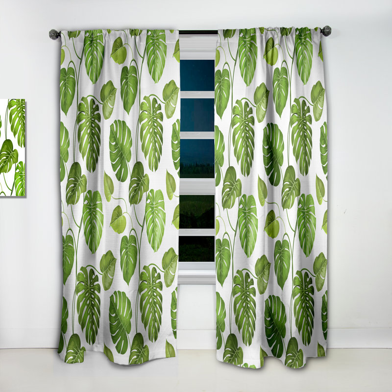 Panneau de rideau simple occultant tropical Mid-Century, L 52 po x L 84 po