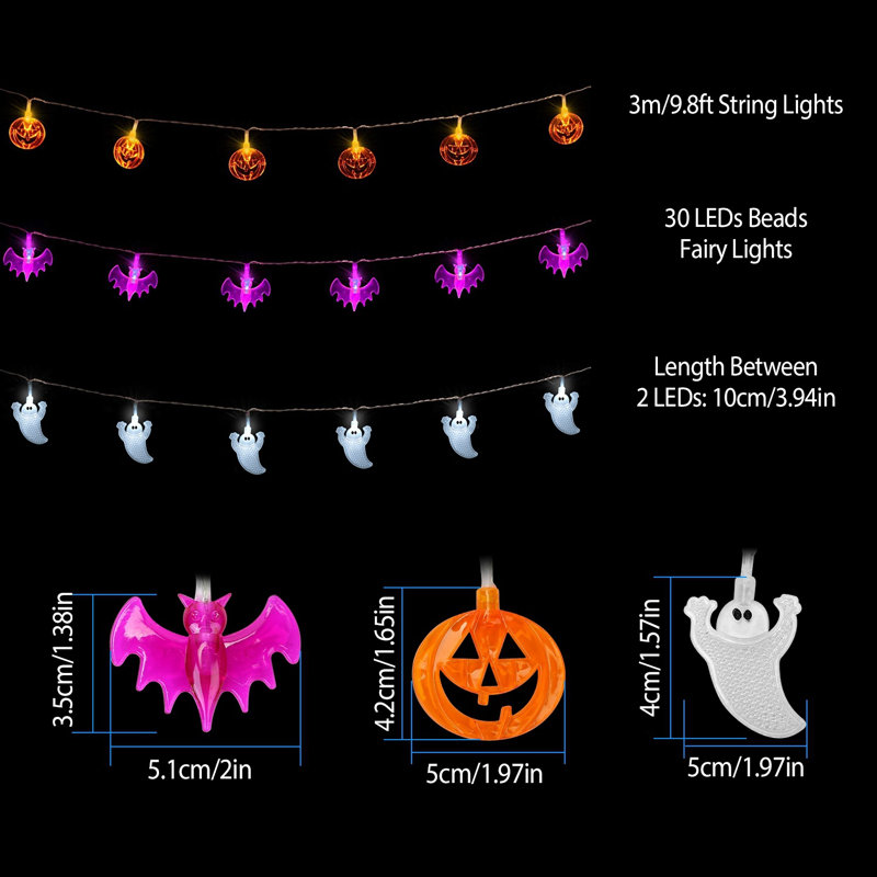 Halloween String Lights 30 LEDs 9.8ft Decorative Fairy Lights