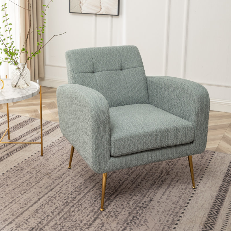 Floriana Upholstered Armchair, Teal Boucle