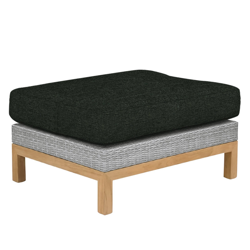 Azores Outdoor Teak Ottoman, Azores Cool Gray, Smoke